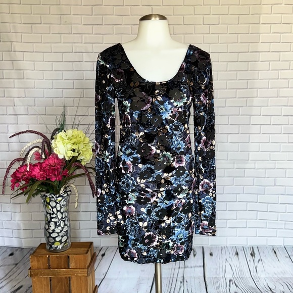 Free People Velvet Burnout Bodycon Floral Dress - Picture 9 of 13